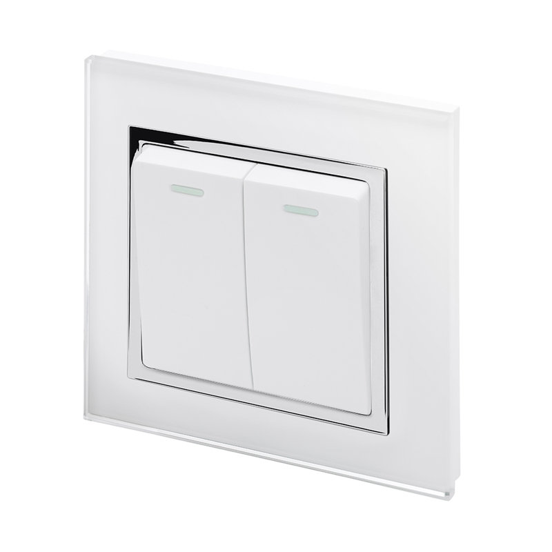 Crystal CT 2 Gang Rocker Light Switch  Black, White
