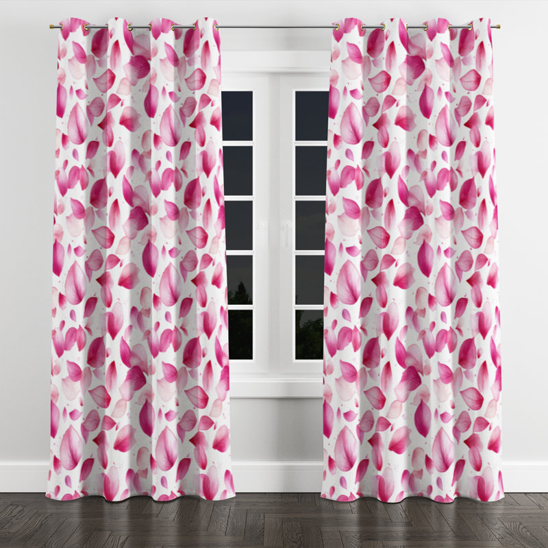 Rideaux pour chambre à coucher Teens Abstract Florals - Delicate Bal, Œillets dorés, L 52 po x L 95 po