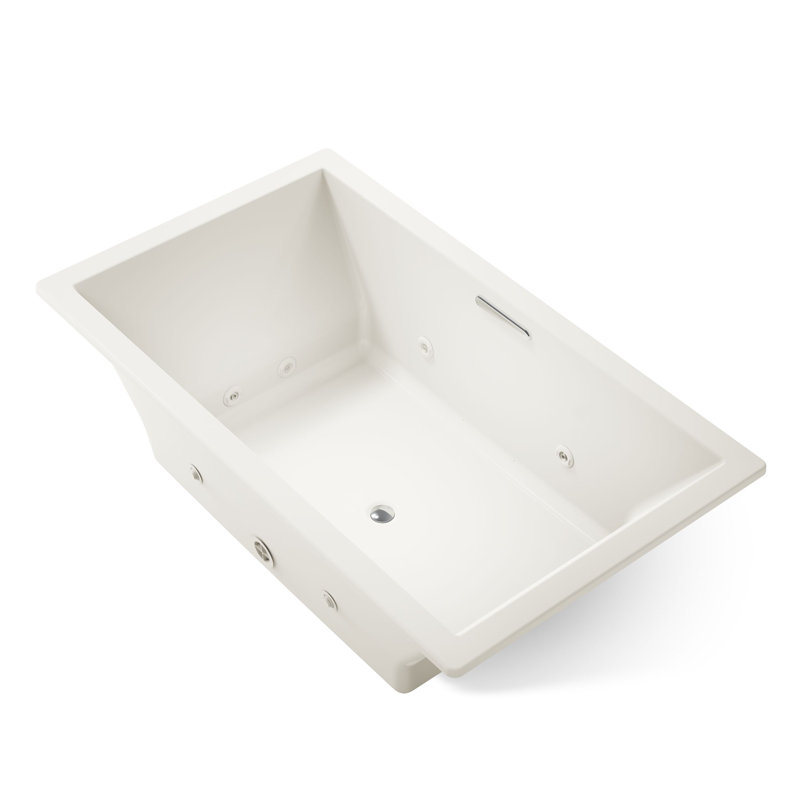 72-In x 42-In Heated Whirlpool Bath with Center Drain, Biscuit