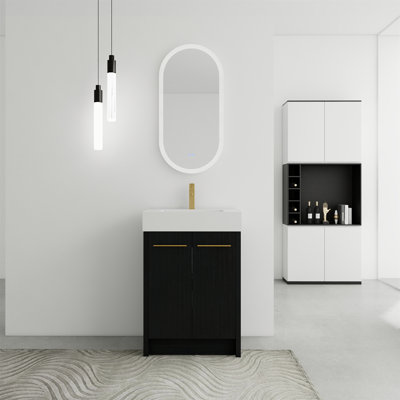 Meuble-lavabo autoportant avec lavabo en résine