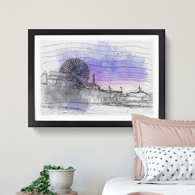 Santa Monica Pier Fairground in Abstract - Picture Frame Graphic Art Print