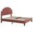 Upholstered Platform Bed With Flower Pattern Headboard-76142007-76142006