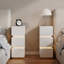 Narrow 3-Drawer LED Smart White Bedside Table with Wireless Charger