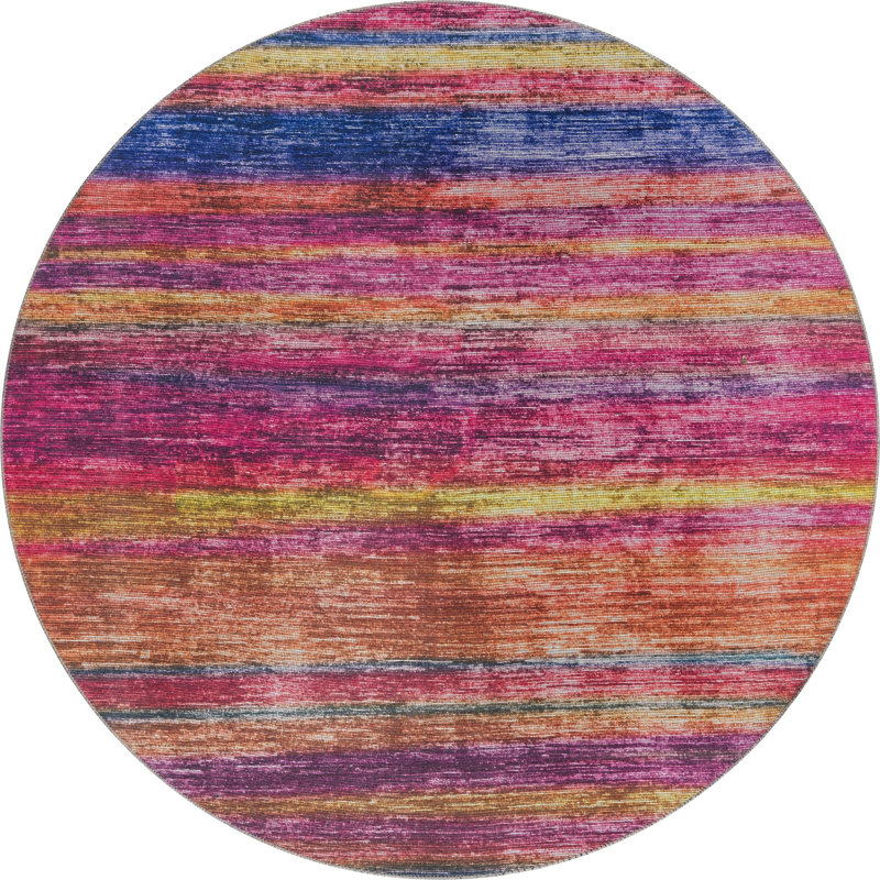 Ikhasa Chenille Abstract Indoor Rug, Round 7'7"