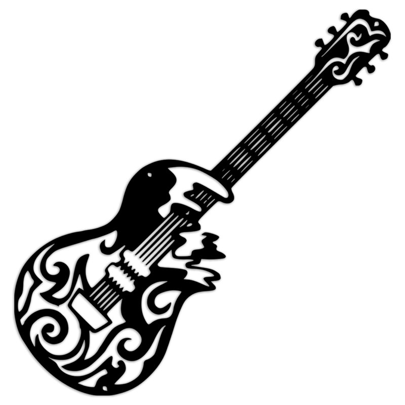 Décoration murale abstraite guitare abstraite - bouleau baltique naturel (8 po x 24 po), H 10,7 po x l 32 po x P 0,25 po