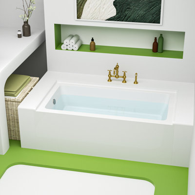 60'' L × 32'' W Acrylic Alcove / Tile In Bathtub With Left Drain, Soaking Tub for Bathroom