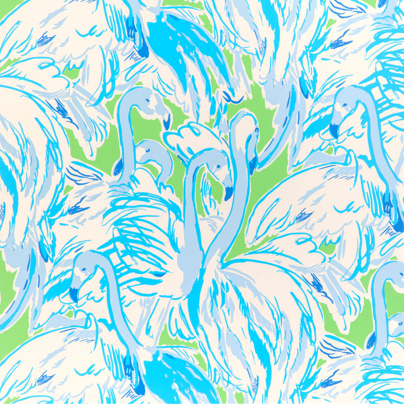 Lilly Pulitzer Pink Colony Wallpaper, Green/Blue
