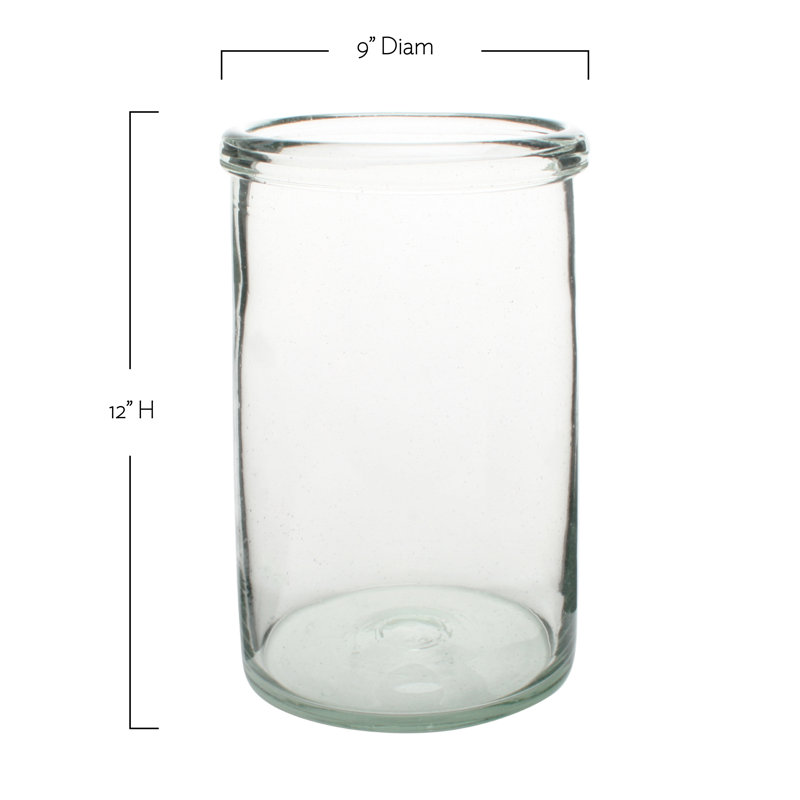Vase de table en verre recyclé, H 12 po x l 9 po x P 9 po