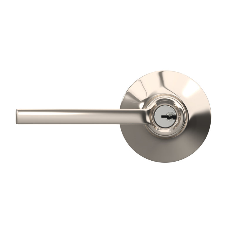Levier de porte à clé Latitude avec rosette ronde Latitude, Nickel poli