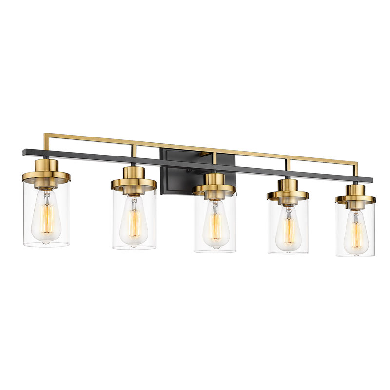 5 - Light Dimmable Vanity Light, Black/Brass