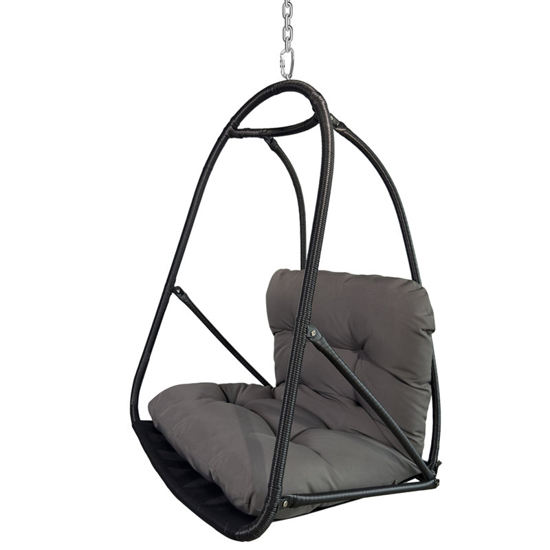 without Stand Swing Egg Chair Indoor Outdoor Wicker Rattan Patio Basket Hanging Chair with C Type bracket , with cushion and pillow,Patio Wicker folding Hanging Chair( Special construction cup holder