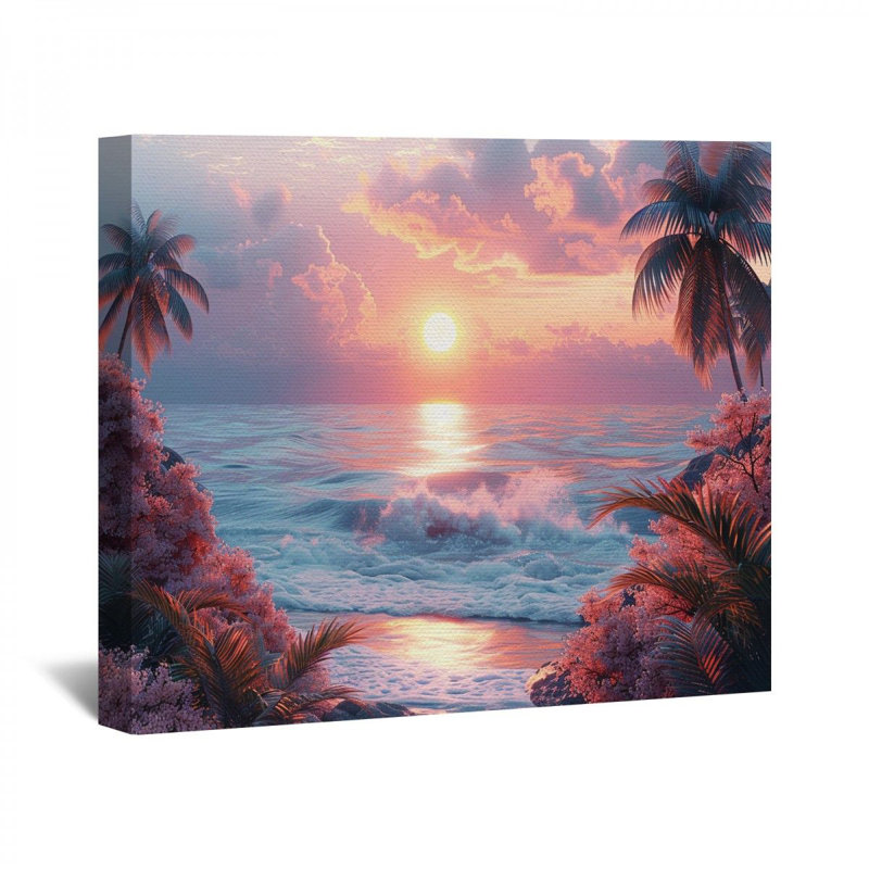 "Plage tropicale" sur toile, H 32 po x l 32 po x P 3 po