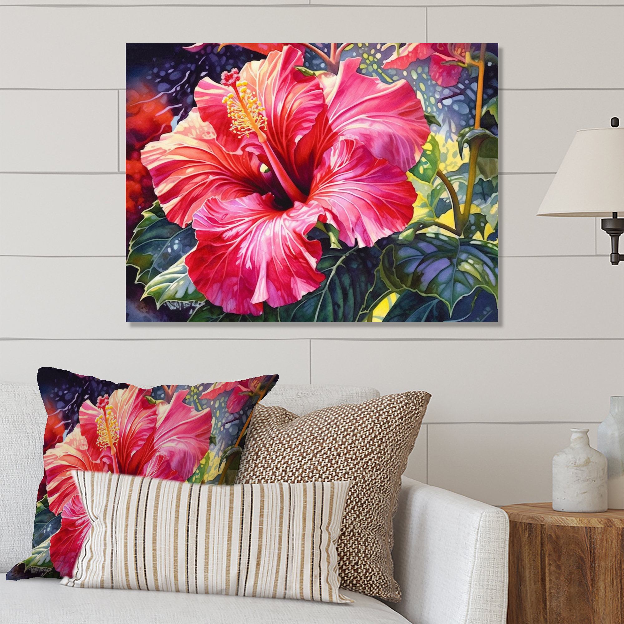 Bay Isle Home Red Tropical Hibiscus Harmony II Floral Metal Wall Art