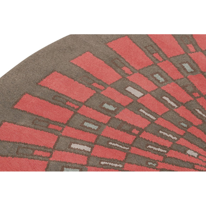 Tapis rond rouge / noir noué à la main de conception unique 5 pi 10 po Pateley