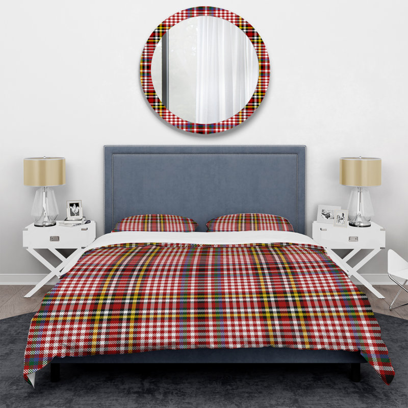 Pink Checked Tartan Polyester Plaid Duvet Cover