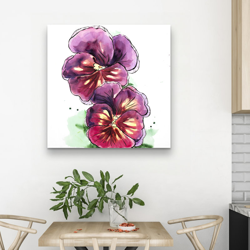 Two blossoming orchid with wavy petals - 32"x32" art on canvas