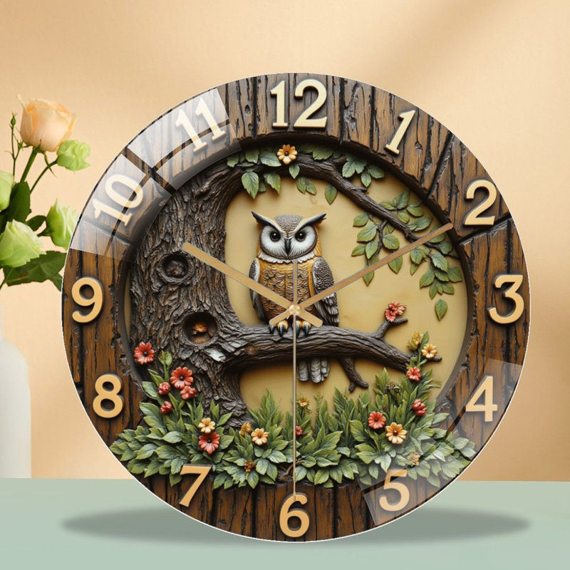 Horloge murale en bois avec horloge murale 12 po