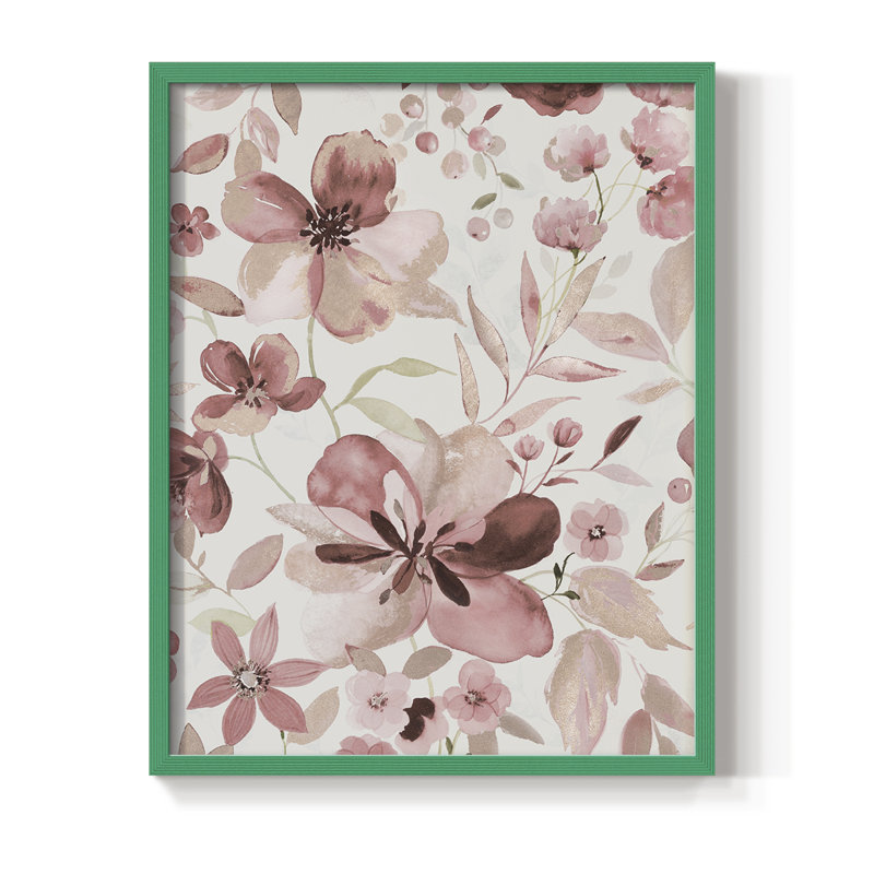 Impression encadrée Shimmering Blush II - bois massif, H 30 po x l 24 po, Vert
