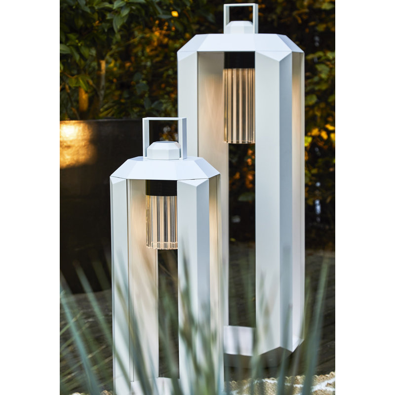 Cube Outdoor Lantern Small Battery, 28.3" H x 9.6" W x 9.6" D, Matt White