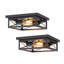 Plafonnier encastré carré noir 2 lumières avec capuchon rotatif (lot de 2)
