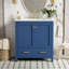 Meuble-lavabo bleu 30 po avec lavabo simple, armoire combinée, lavabo sous-comptoir, 2 portes, tiroir, fermeture en douceur et rangement multifonctionnel-126233095