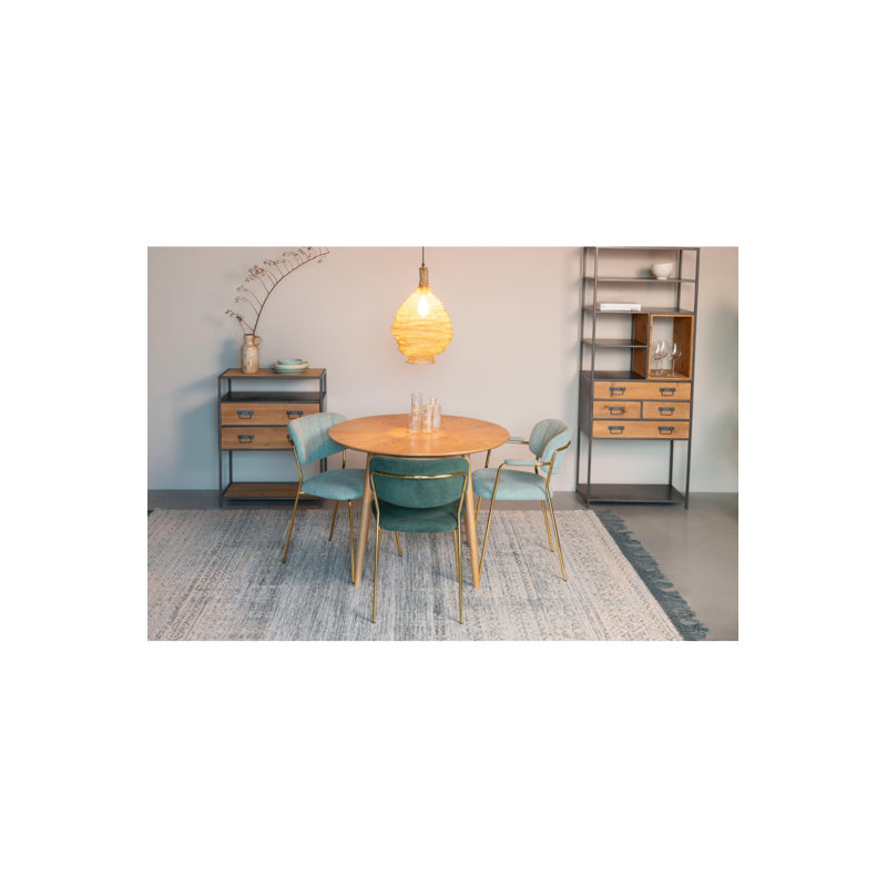 Fabio Round Solid Oak Dining Table, Brown