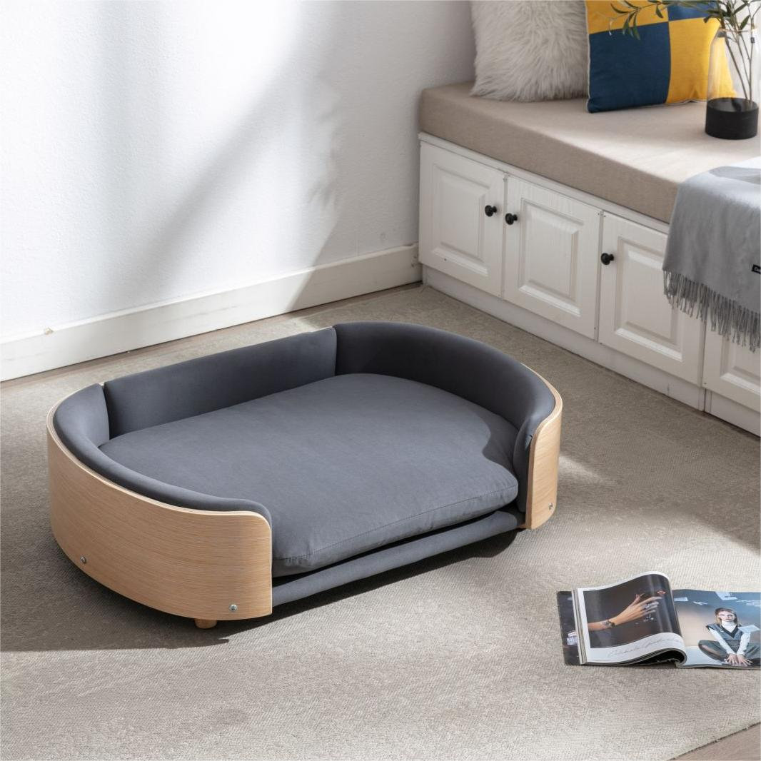 Inira Pet Bed, Dark Gray/Natural, 9.85" H x 30.7" W x 20.08" D