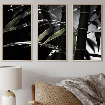 «Black and White Bamboo Photo I», ensemble de reproductions d'art mural en bambou