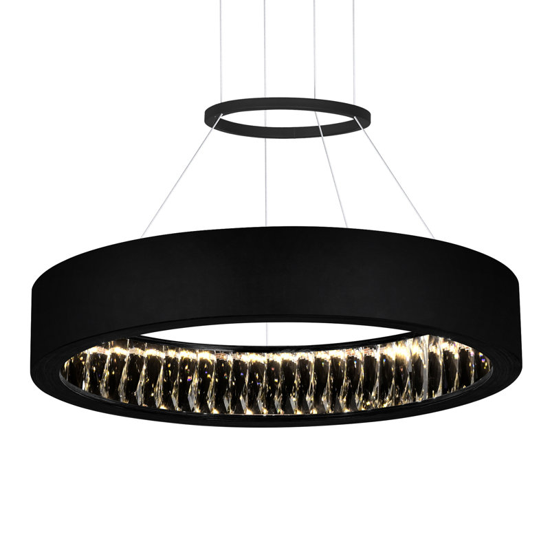 20-Inch Matte Black LED Chandelier – Modern Minimalist Dimmable Ceiling Light Fixture, 3" H x 20" W x 20" D, Matte Black