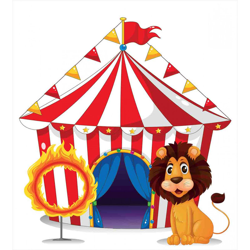 Circus Tent and Lion Queen Size Duvet Cover Set
