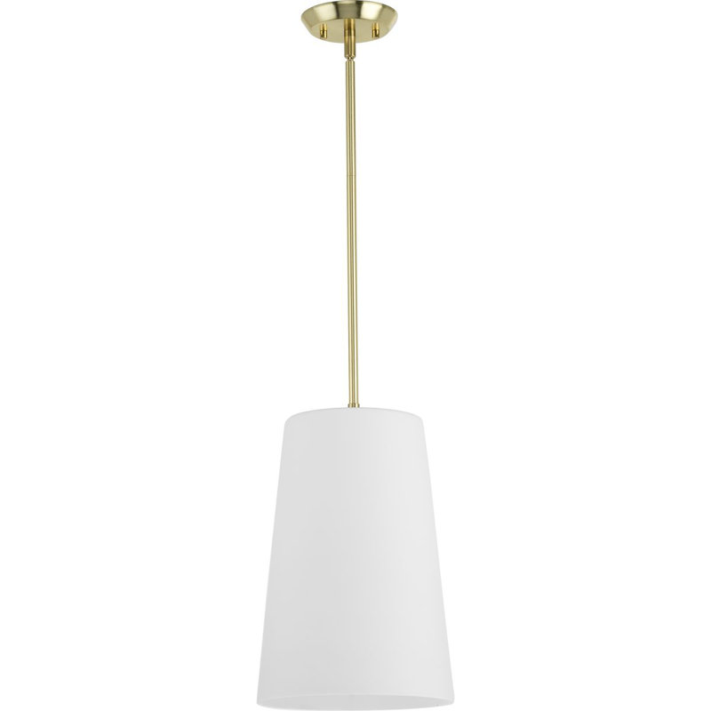 Luminaire suspendu cylindrique à 1 lumière Rozenn, Laiton satiné, H 18,87 po x l 10,5 po x P 10,5 po