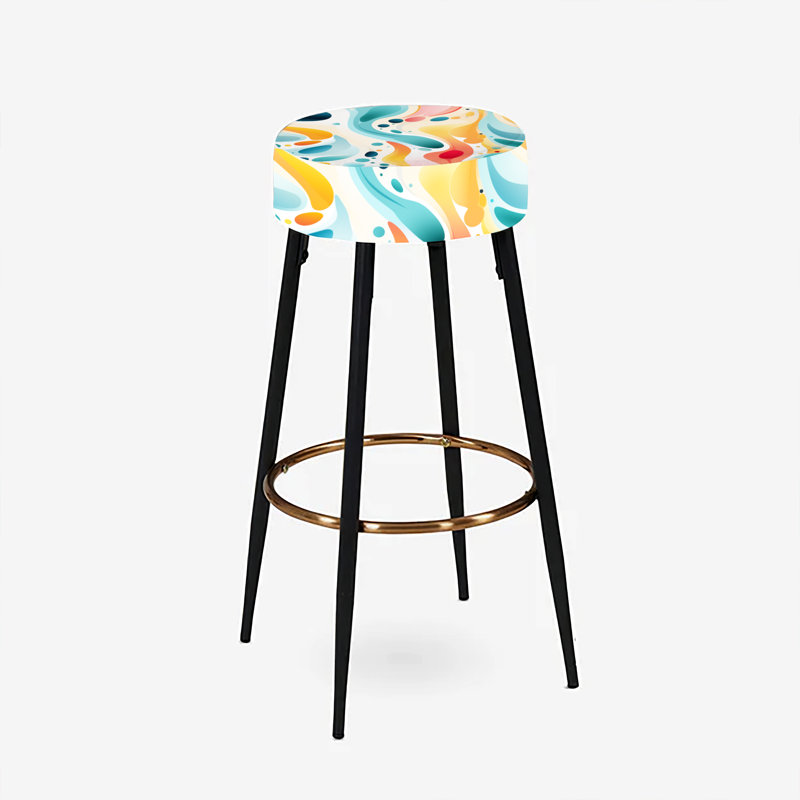 Soft Multicolor Abstract Neutrality Wave - Abstract Bar Stools Set Of 2