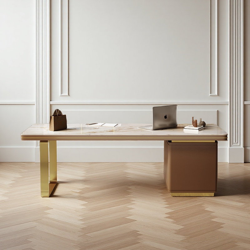Bureau italien de style luxueux avec lumière italienne, H 29,53 po x l 70,87 po x P 27,56 po