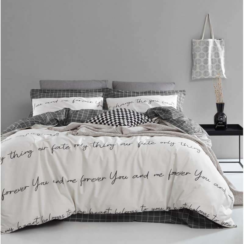 Ensemble de housse de couette 100% coton Alderson, Housse de couette double + 2 taies d'oreiller 31 p