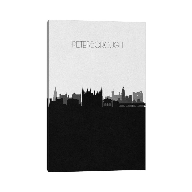 Peterborough United Kingdom City Skyline by Ayse Deniz Akerman - Wrapped Canvas Print