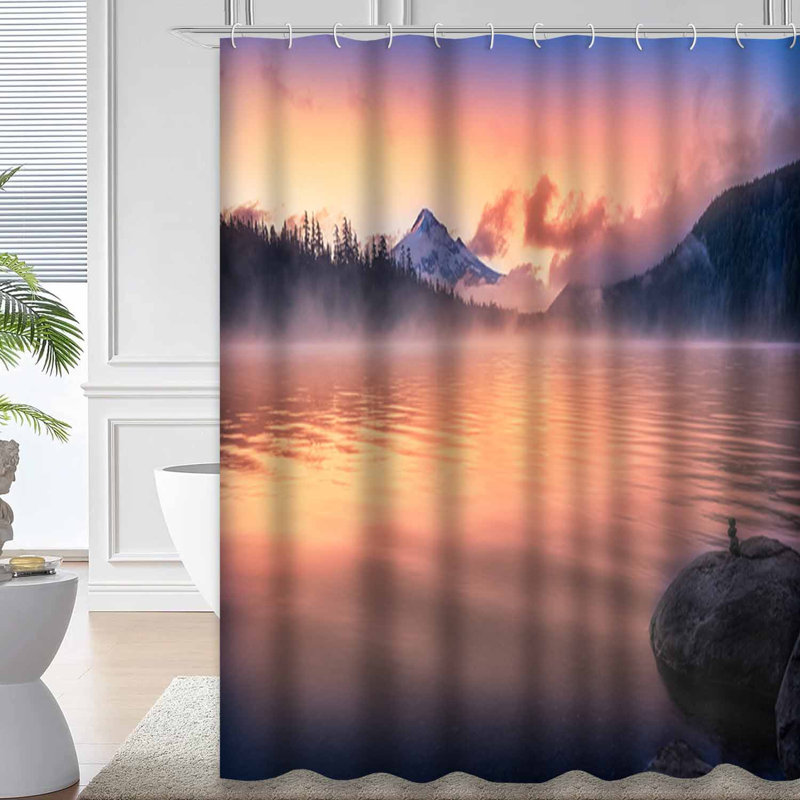 Rideau de douche avec 12 crochets Hood Sunrise Mountain, L 72 po x l 78 po