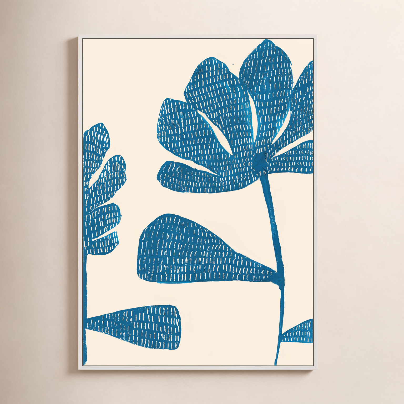 Ceramic Blue 1 Print by Andrea Stokes, White Picture Framed Canvas, 25" H x 17.5" W