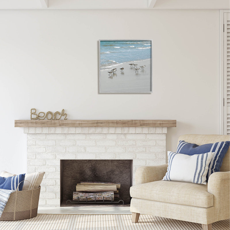 Sandpipers Flock Sandy Beach Shore Gray, art de la giclée par Natalie Carpentieri, H 24 po x l 24 po x P 1,5 po