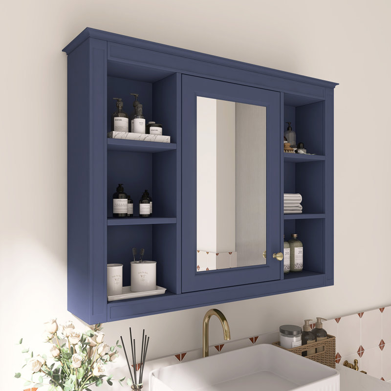 Armoire à pharmacie murale avec miroir, Marine