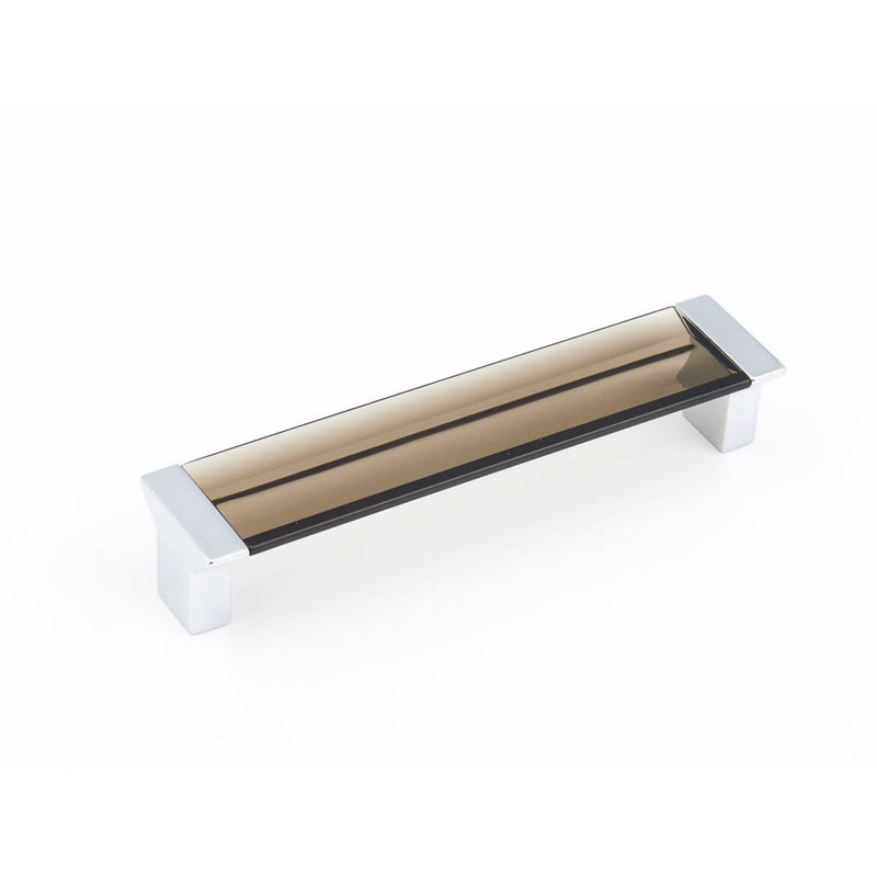 Poignée d'armoire Schaub Positano 5 1/16 po d'un centre à l'autre, Nickel satiné / fumée