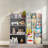 Kids Bookcases With Storage, Gray Mdf Modern Organizer For Playroom