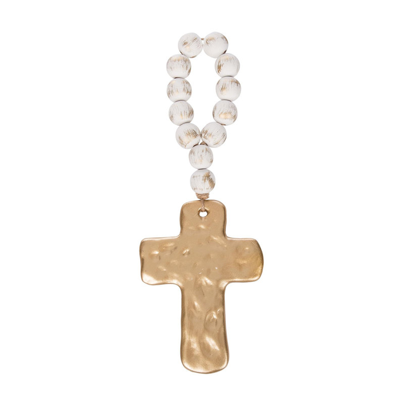  Perles en bois surdimensionnées avec croix en résine dorée décorations de Pâques