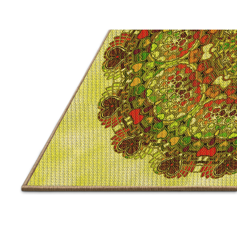 Tapis jaune en laine, Rectangle 3 pi x 5 pi