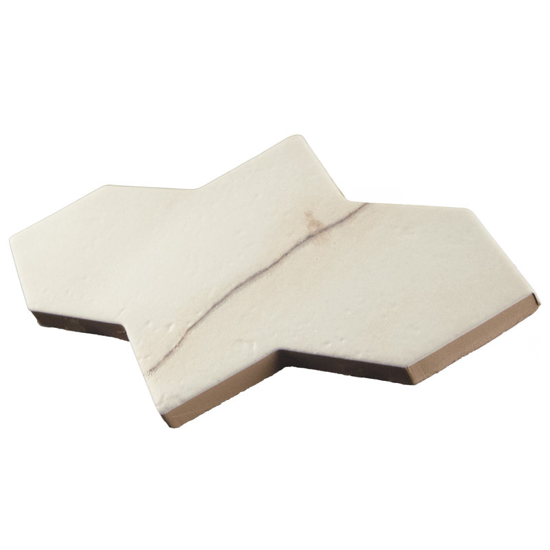 Istanbul Squire Shield With Cross 6 In. X 8-3/8 In. Porcelain Floor And Wall Tile Kit, White/Gray