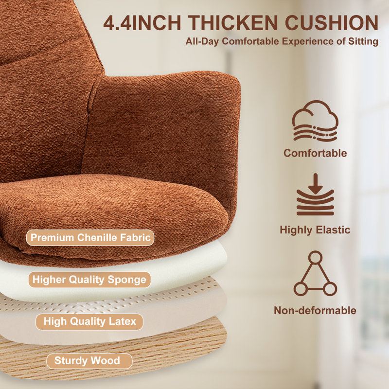 Soft Chenille Home Office Chair Adjustable Height Task Chair Swivel Desk Chair (Orange), Orange