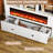 65" Bookcase With Drawers and 36" Decorative Electric Fireplace (No Heat), 4-tier Open Bookshelf With 11 Storage Cubes,  modern Storage Accent Bookshelf For Home, Office, Living Room,white-1468737083