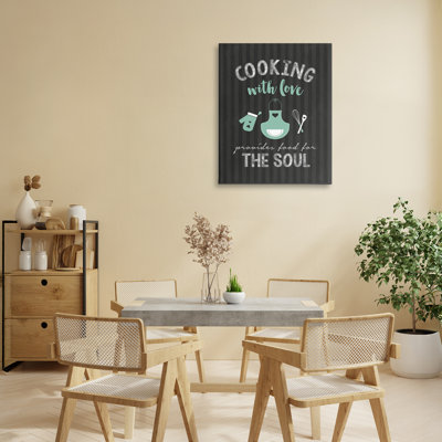 «Food For Soul» sur toile noire, design par lettré et doublé