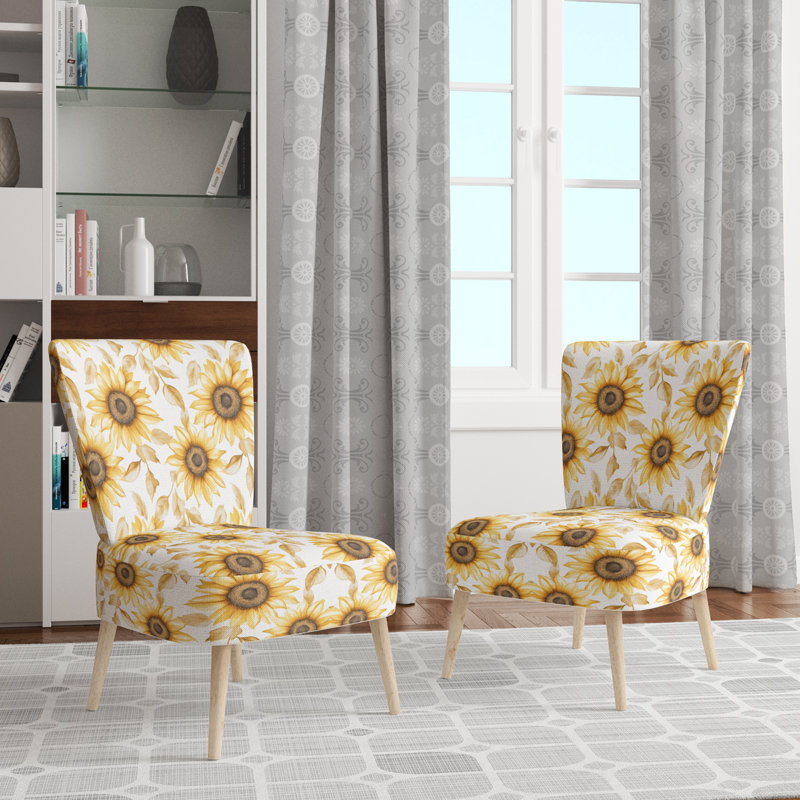 Chaise d'appoint floral - Chaise d'appoint jaune Sun Glow, Chaise d'appoint sans accoudoirs