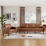 Modern Upholstered Accent Chair And 3 Seater Sofa Living Room Set, Mid-Century Furniture