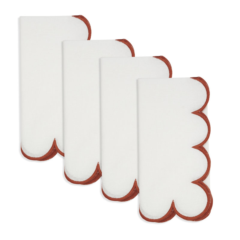 Paddock 100% Cotton Rectangle Napkin, White/Rust